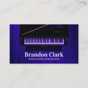 Carte De Visite Élégant violet scène Grand Piano Musicien