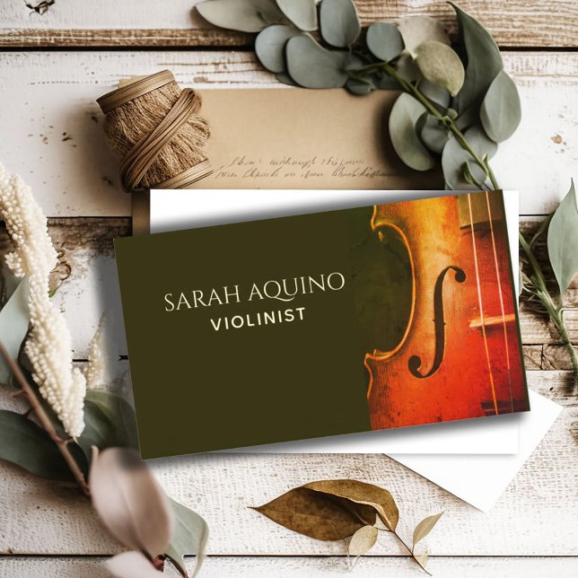Carte De Visite Élégant violon violoniste musicien musicien enseig (Créateur téléchargé)