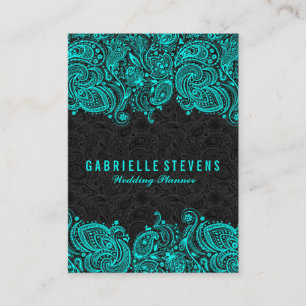 Carte De Visite Elégant Wedding planner noir et turquoise