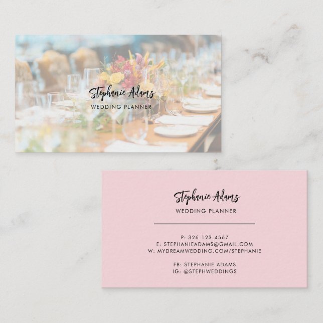 Carte De Visite Élégant Wedding planner photo moderne (Devant / Derrière)