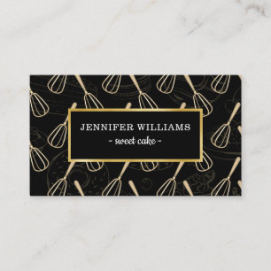 Carte De Visite Élégant Whisk Gold Black Baking