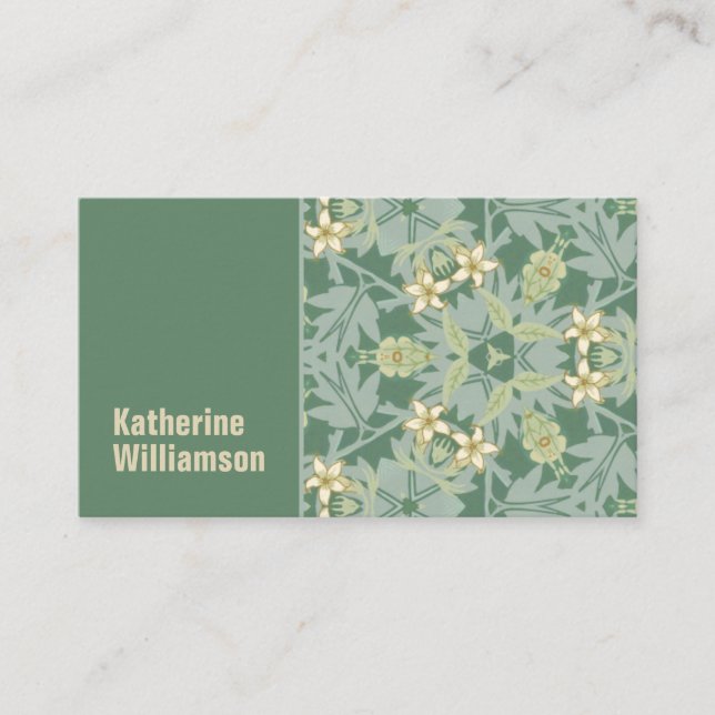 Carte De Visite Élégant William Morris Jasmine Floral (Devant)