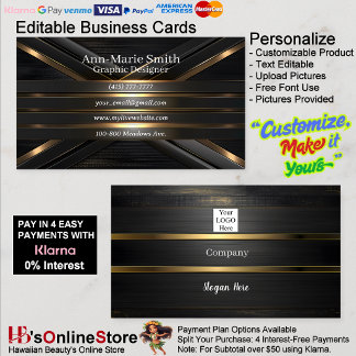 Carte De Visite Elegant X Gold Black Wood Gradient Company