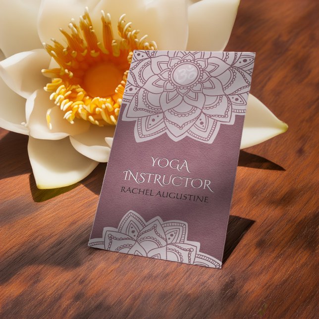 Carte De Visite Élégant Yoga Floral Mandala OM SIGNE Météo violett (Créateur téléchargé)