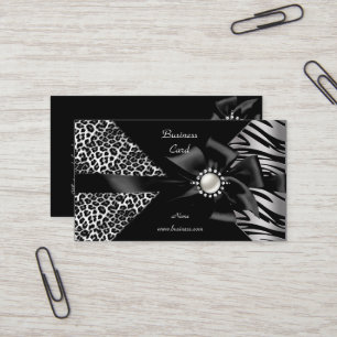 Carte De Visite Elégant Zebra Leopard Black Diamond look