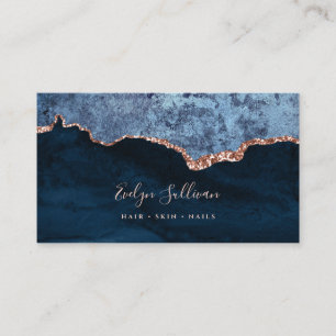 Carte De Visite élégante agate d'or bleu et rose