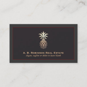 Carte De Visite Élégante Agence Immobilière Logo d'ananas