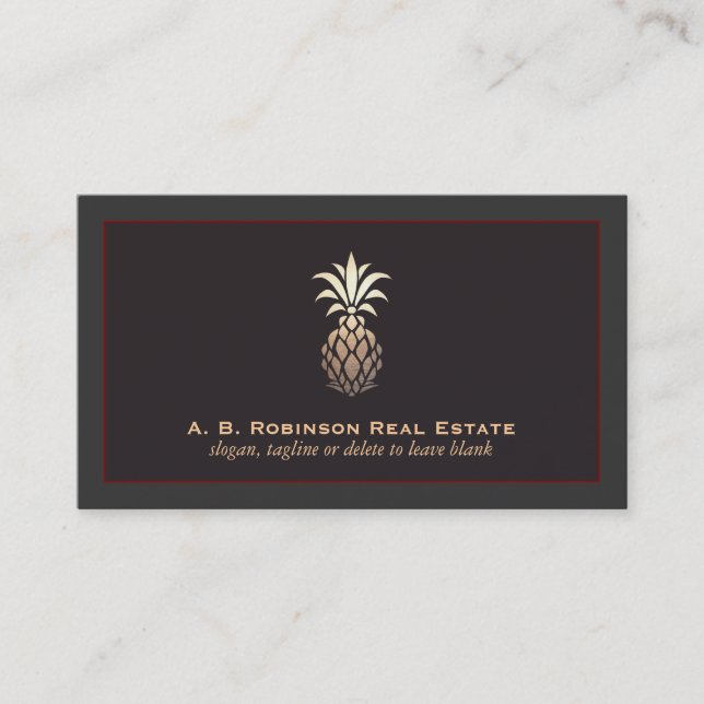 Carte De Visite Élégante Agence Immobilière Logo d'ananas (Devant)