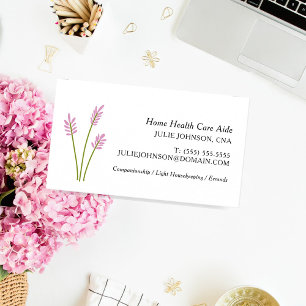 Carte De Visite Élégante AIIC Home Health Care Aide rose Floral