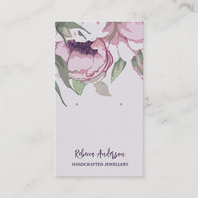 Carte De Visite Elégante aquarelle Boucles d'oreilles florales (Devant)