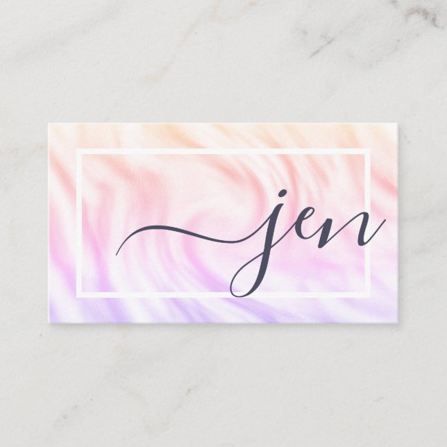 Carte De Visite Élégante aquarelle calligraphie Nom Signature Chic (Devant)
