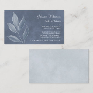 Carte De Visite Elégante aquarelle Feuille Dusty Blue & Pewter