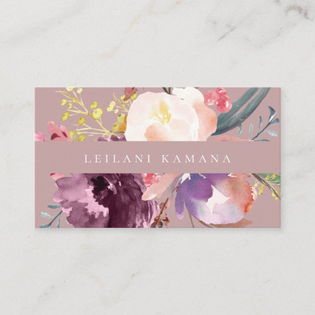 Carte De Visite Elégante aquarelle florale Artsy (Devant)
