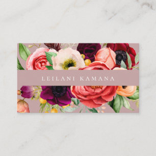 Carte De Visite Elégante aquarelle florale foncée