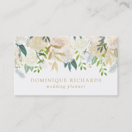 Carte De Visite Elégante aquarelle Flowers avec Faux Gold Foil