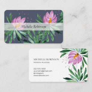 Carte De Visite Elégante aquarelle Lotus Flower Professional