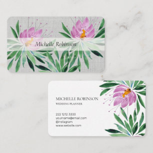 Carte De Visite Elégante aquarelle Lotus Flower Professional