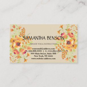 Carte De Visite Elégante aquarelle moderne illustration florale yo