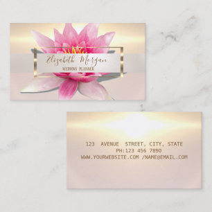 Carte De Visite Elégante aquarelle moderne Lotus Gold Frame