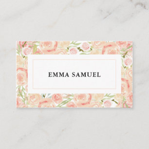 Carte De Visite Elégante aquarelle rose et florale