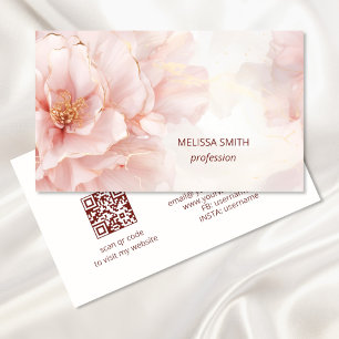 Carte De Visite Elégante Aquarelle Rose Rose Pink Or