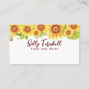 Carte De Visite Elégante aquarelle tournesol jaune