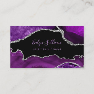 Carte De Visite élégante aquarelle violet agneau sur noir