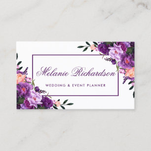 Carte De Visite Elégante aquarelle violet Ultra violet floral