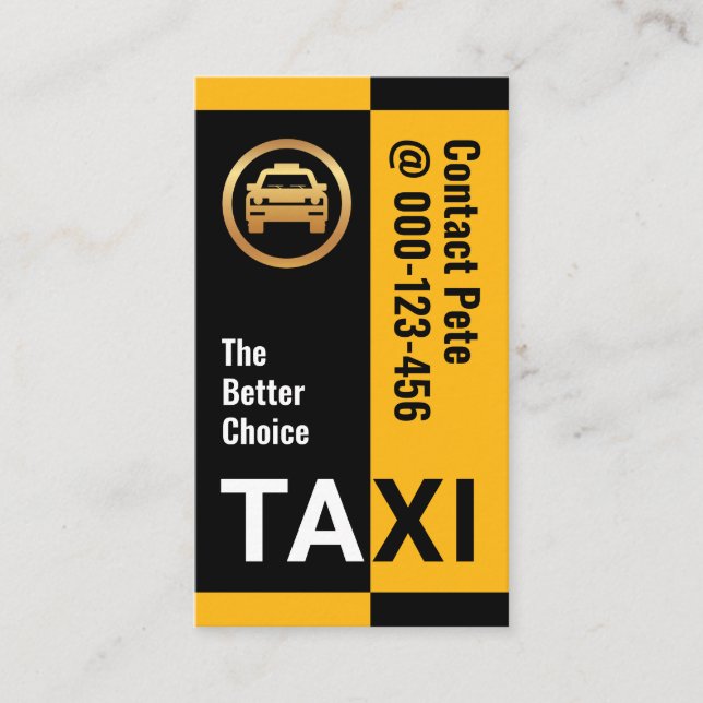 Carte De Visite Élégante bande de taxis noirs jaunes (Devant)