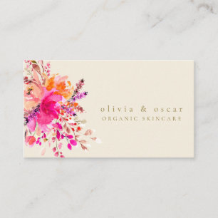 Carte De Visite Élégante Beauté Florale Moderne Aquarelle Rose 