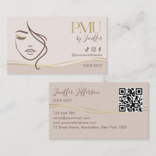 Carte de visite élégante beige et or PMU