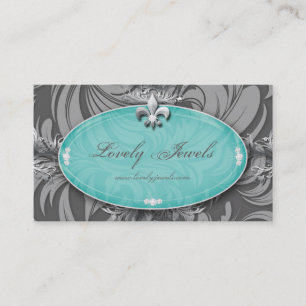 Carte De Visite Elégante bijouterie Fleur de lis Blue Pastel