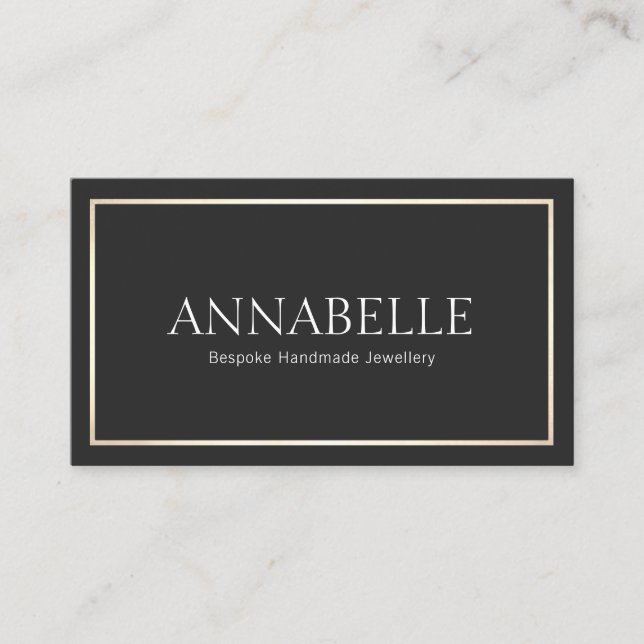 Carte De Visite Elégante Black Chic Designer Gold Bordure (Devant)