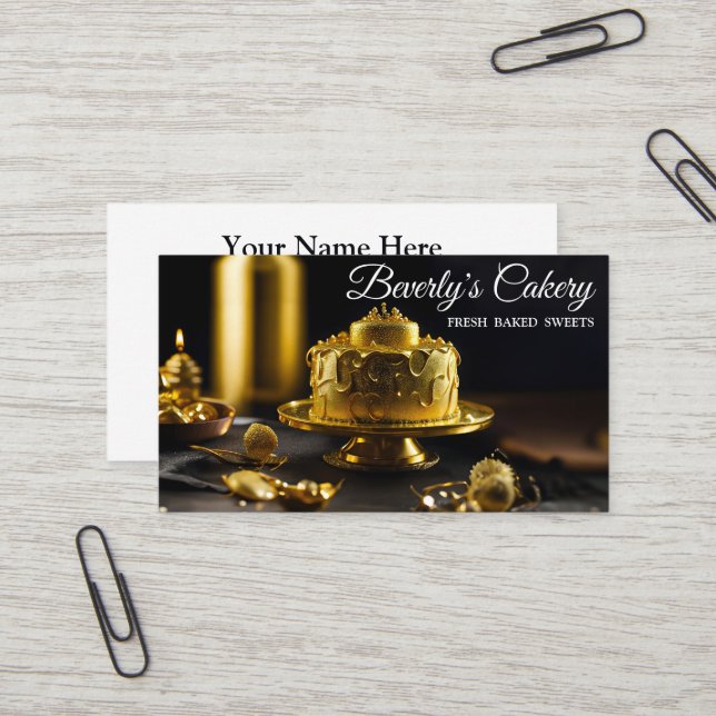 Carte De Visite Élégante boulangerie Cupcake Sucres (Devant/Arrière en situation)