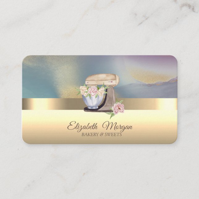 Carte De Visite Élégante Boulangerie de fleurs de mélangeur profes (Devant)