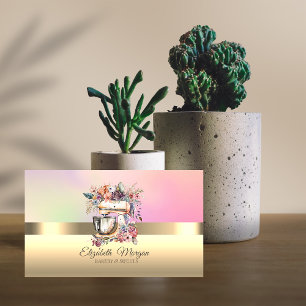 Carte De Visite Élégante boulangerie de mélange floral de gâteau p