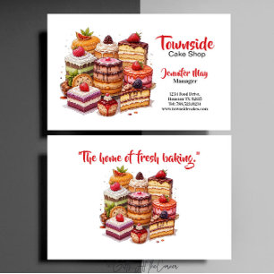 Carte De Visite Élégante boulangerie de pâtisserie aux fraises ora