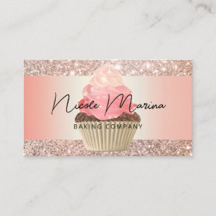 Carte De Visite Élégante boulangerie Rose Gold Cupcake