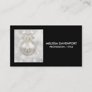 Carte De Visite Élégante boule de Noël en argent sur les lumières 