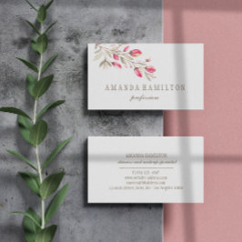 Carte De Visite Élégante branche botanique Aquarelle de fleurs ros