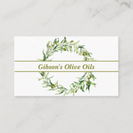 Carte De Visite Élégante Branche d'olive Wreath Huile d'olive