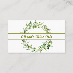 Carte De Visite Élégante Branche d'olive Wreath Huile d'olive