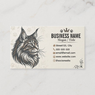 Carte De Visite Élégante chatterie Maine Coon personnalisée