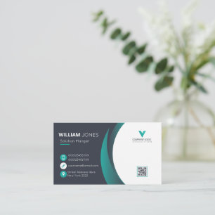 Carte de visite élégante, Code QR vert blanc