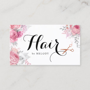 Carte De Visite Elégante coiffeuse rose en cuivre