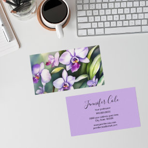Carte De Visite Elégante couleur d'aquarelle florale violet unique