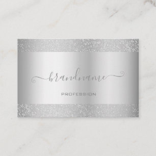 Carte De Visite Elégante couleur d'argent avec une jolie bordure e