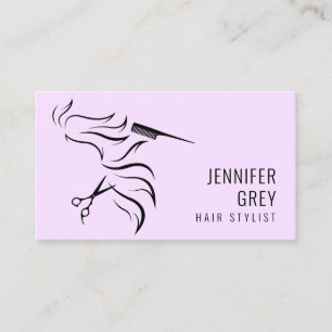Carte De Visite Elégante coupe-cheveux minimaliste pastel violet c