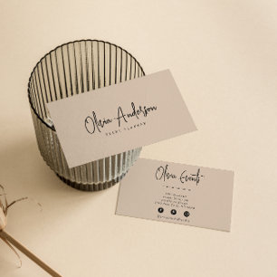 Carte De Visite Elégante Crème Beige Minimaliste Boho Chic Moderne