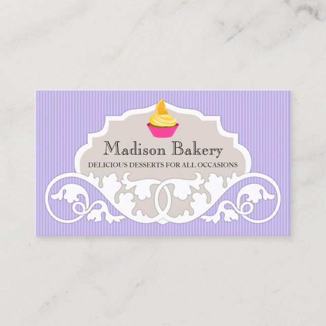 Carte De Visite Élégante décoration de boulangerie Cupcake (Devant)